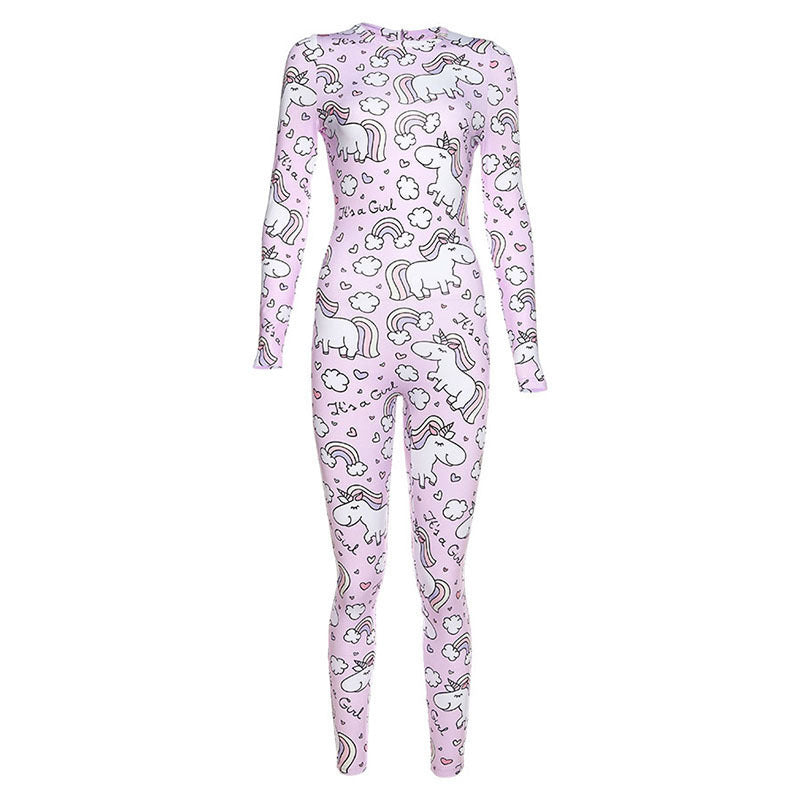 New style women's printed buttocks sports fitness jumpsuit