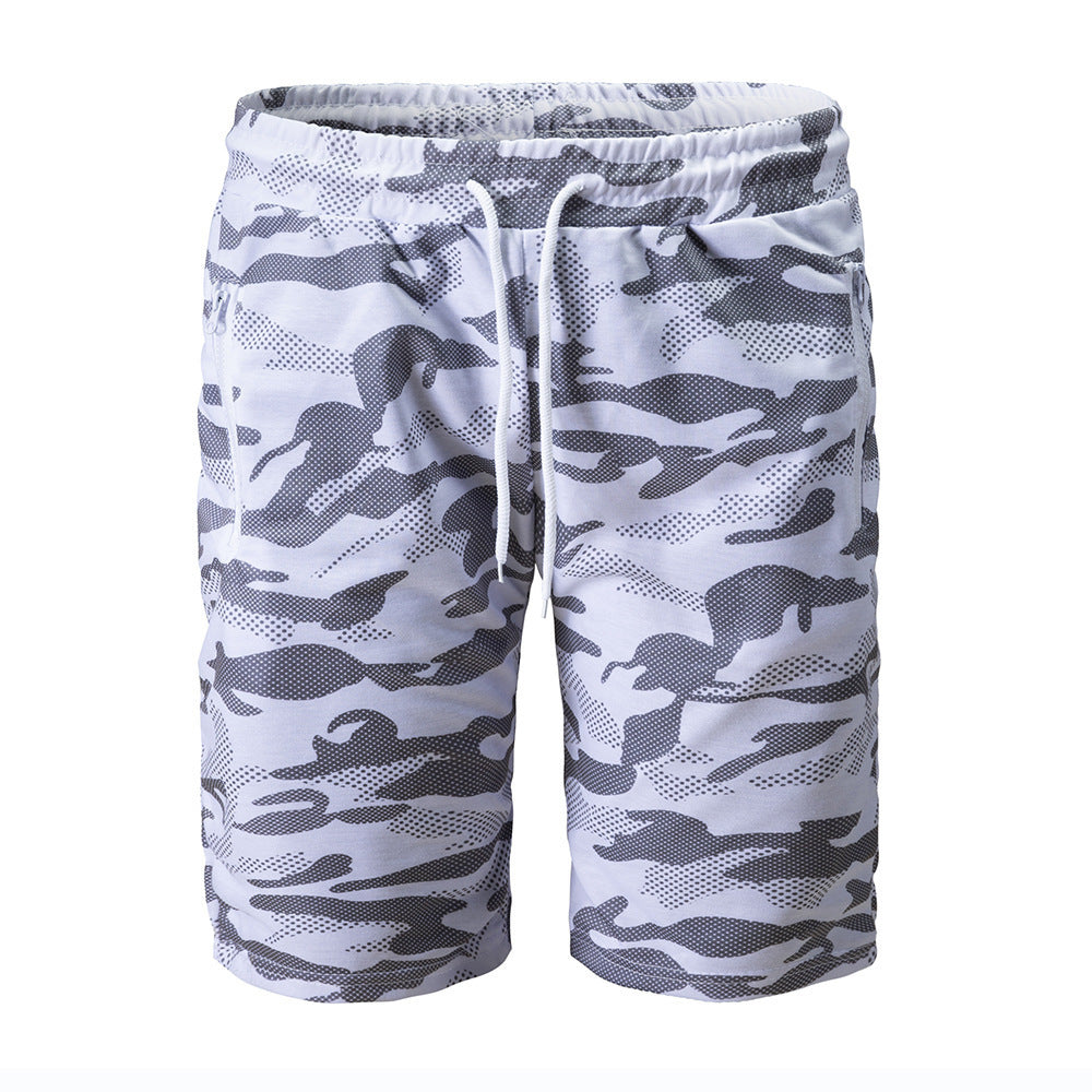 New camouflage lace-up shorts men zipper five-point pants loose