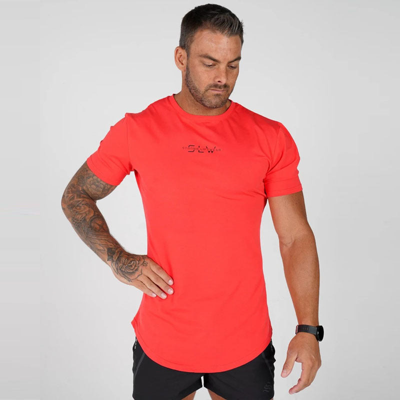 European and American muscle brothers summer new short-sleeved T-shirt running fitness round neck short-sleeved