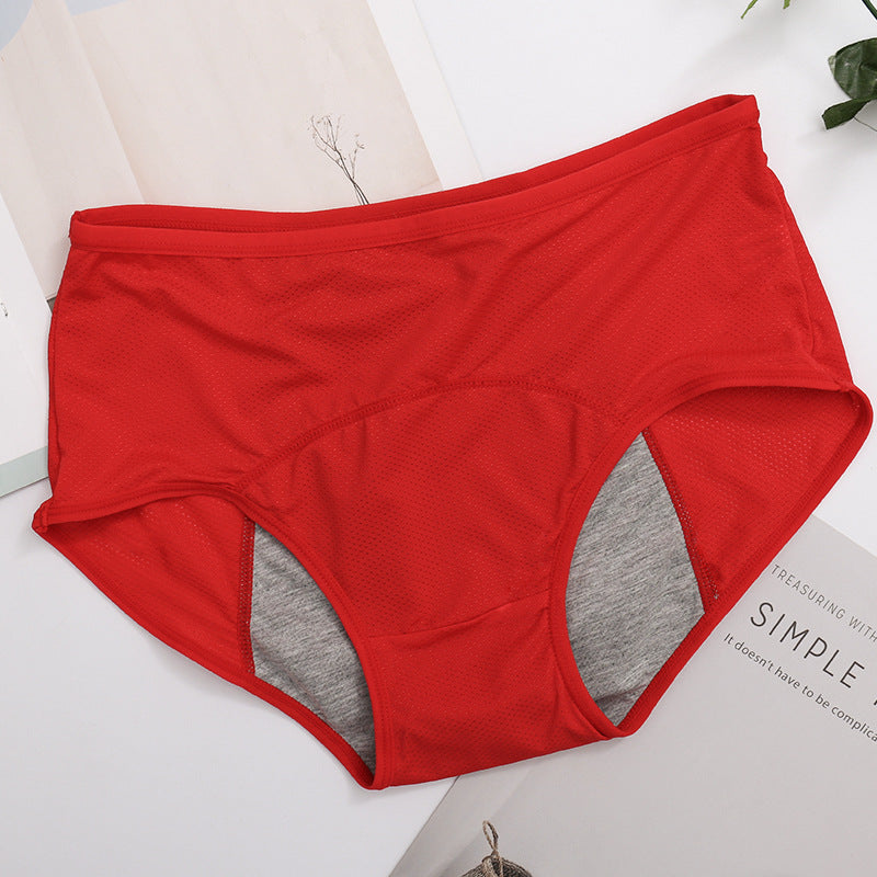 Large size physiological pants before and after menstrual period leak-proof mid-high waist vent hole aunt sanitary pants underwear women