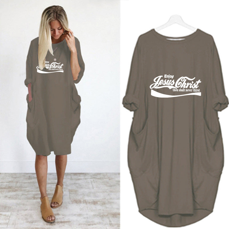 European and American long-sleeved casual dress