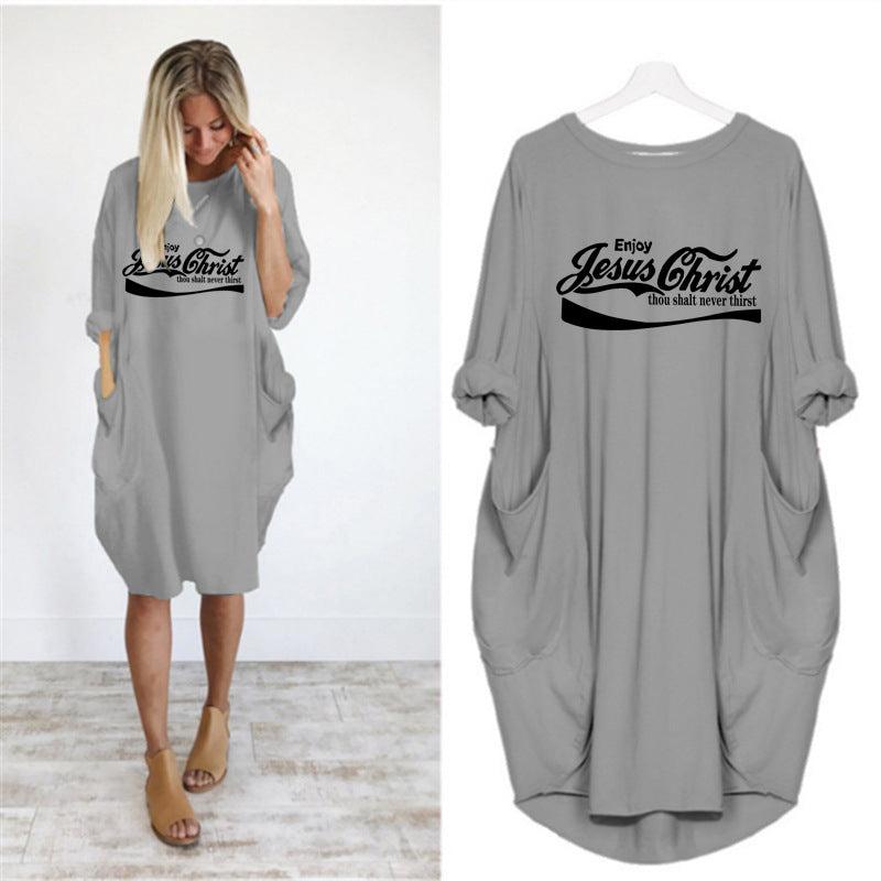 European and American long-sleeved casual dress