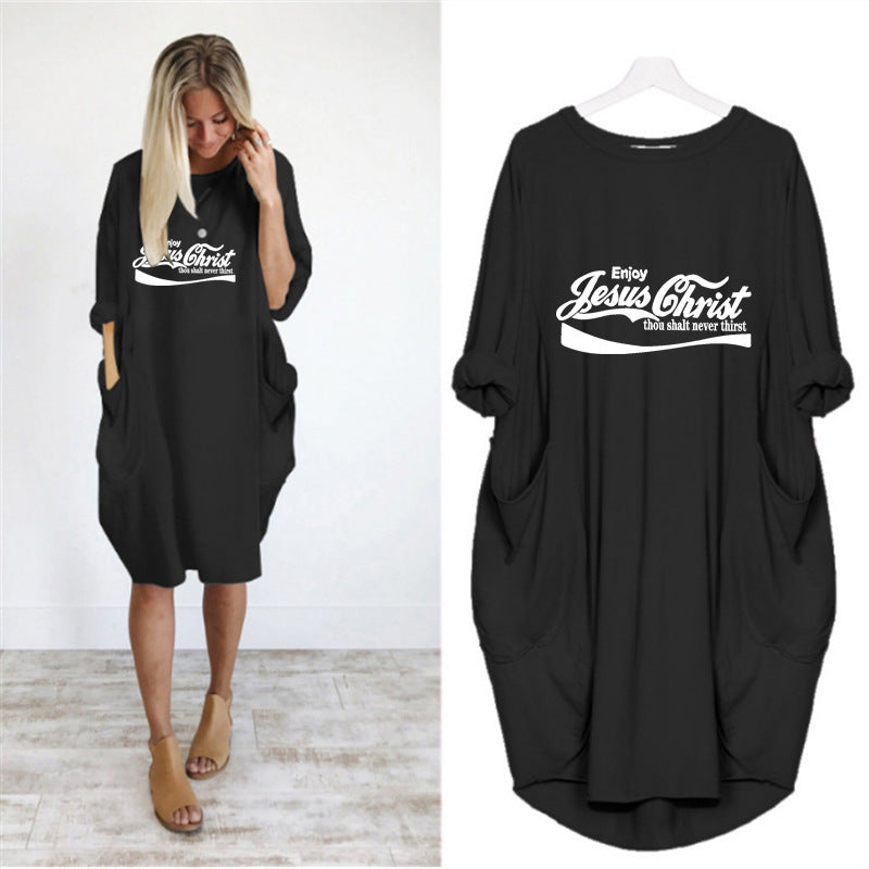 European and American long-sleeved casual dress