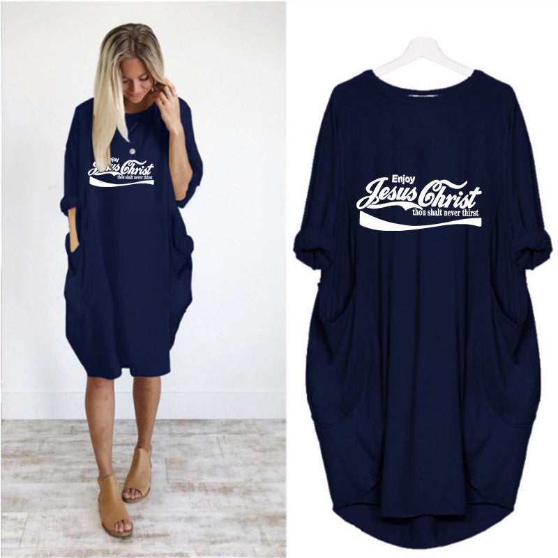 European and American long-sleeved casual dress