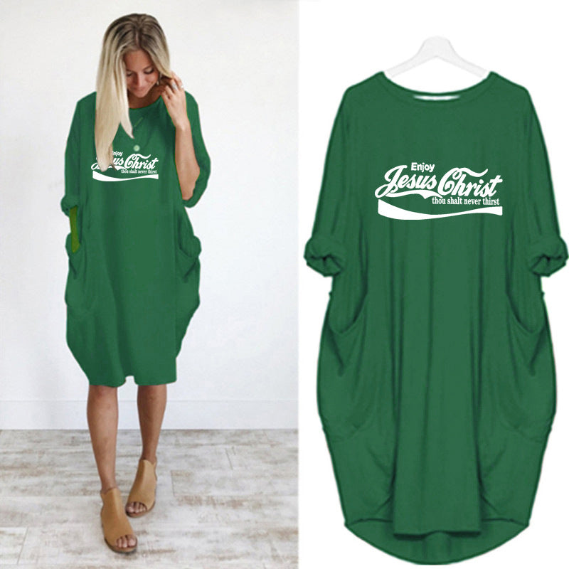 European and American long-sleeved casual dress