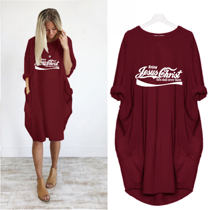 European and American long-sleeved casual dress