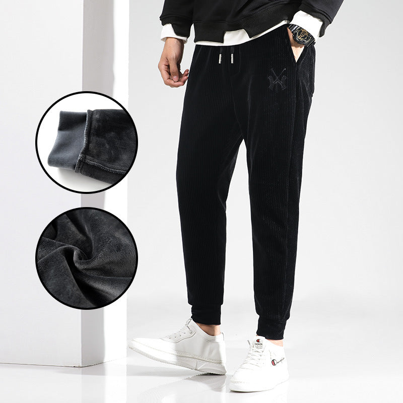 Double-sided gold velvet casual pants, deep warmth, high quality men's and women's velvet casual pants