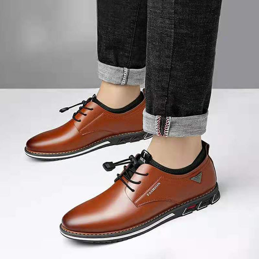 Korean version casual comfortable round toe trend leather shoes