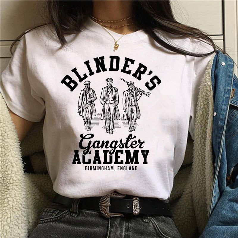 British Drama Peaky Blinders Bloody Gangster Summer Lady Short Sleeve Round Neck T-Shirt