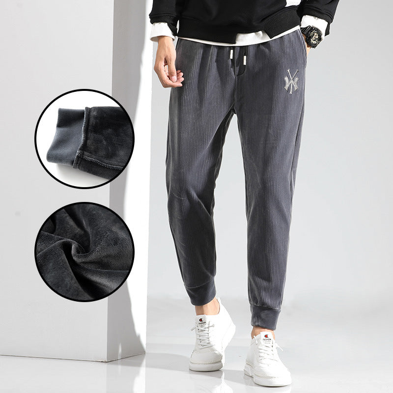 Double-sided gold velvet casual pants, deep warmth, high quality men's and women's velvet casual pants