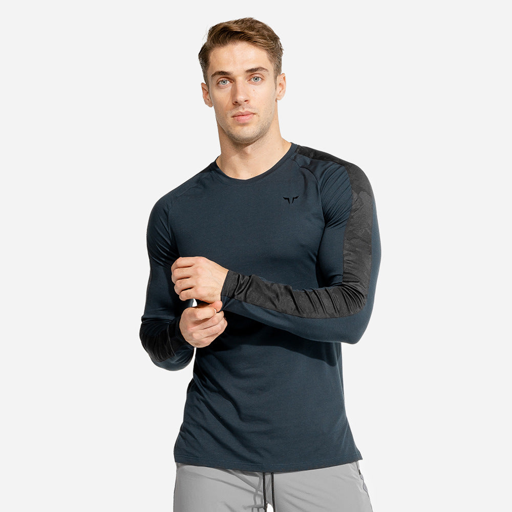 European and American fitness clothes tights men's long-sleeved moisture wicking breathable T-shirt