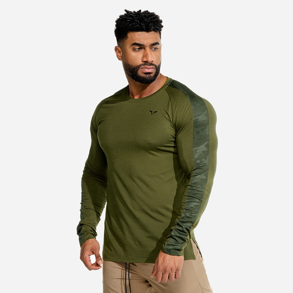 European and American fitness clothes tights men's long-sleeved moisture wicking breathable T-shirt