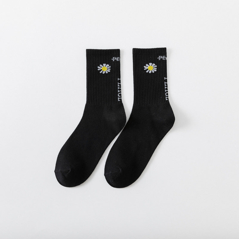 New socks women's socks INS tide socks lovers street GD small daisy flower peace in tube socks men