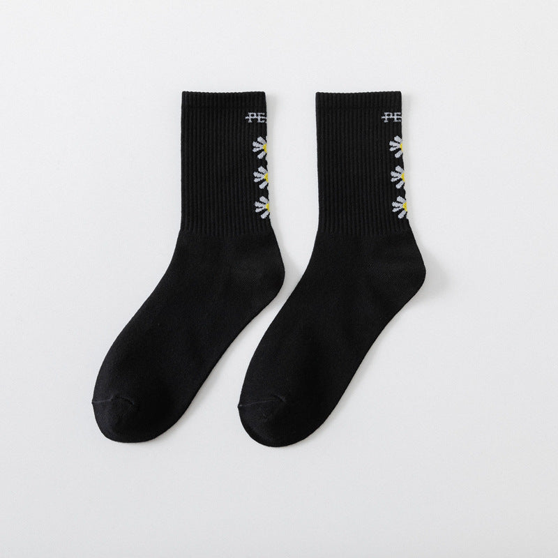 New socks women's socks INS tide socks lovers street GD small daisy flower peace in tube socks men