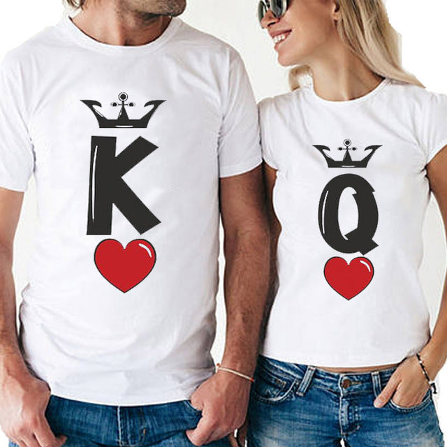 European and American Valentine's Day Hot Sale Letter Love Crown Print Short Sleeve T-shirt