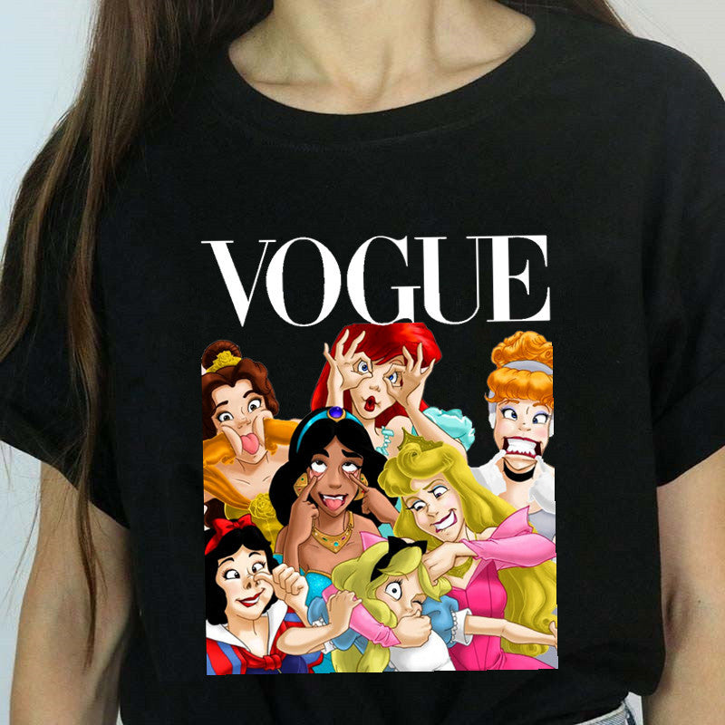 European and American style funny kawaii princess collection shirt short sleeve t-shirt