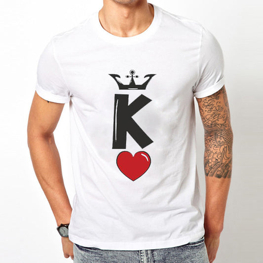 European and American Valentine's Day Hot Sale Letter Love Crown Print Short Sleeve T-shirt