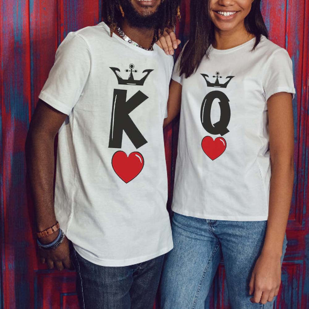 European and American Valentine's Day Hot Sale Letter Love Crown Print Short Sleeve T-shirt