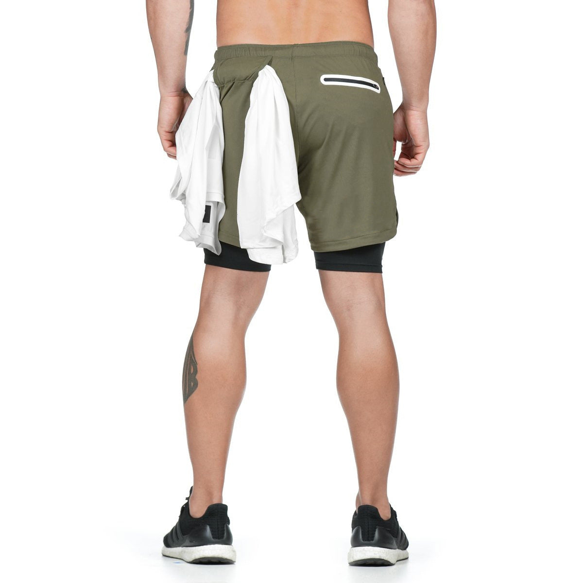 Cross-border new summer mesh straight five-point pants men's plus size running sports training double-layer casual shorts