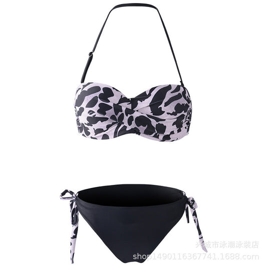 European and American fashion leopard print split bikini swimsuit