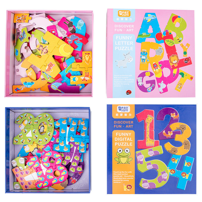 A full set of children's numbers and letters early education and learning cognitive card toys baby enlightenment puzzle English puzzle