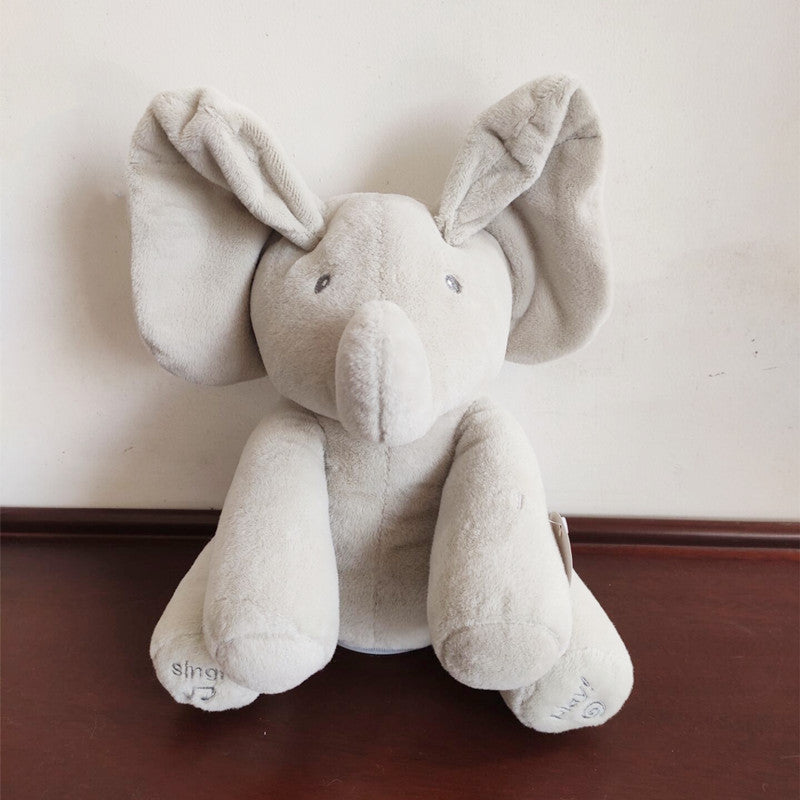 Cross-border electric peekaboo elephant, flap ears and cover eyes elephant, singing music electric toy