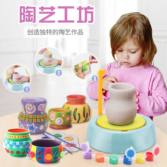 Children's DIY handmade electric clay machine pottery learning puzzle hands-on clay toy making pottery blanking machine