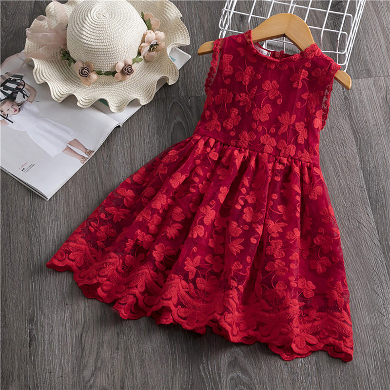 Summer foreign style butterfly embroidery sleeveless princess dress