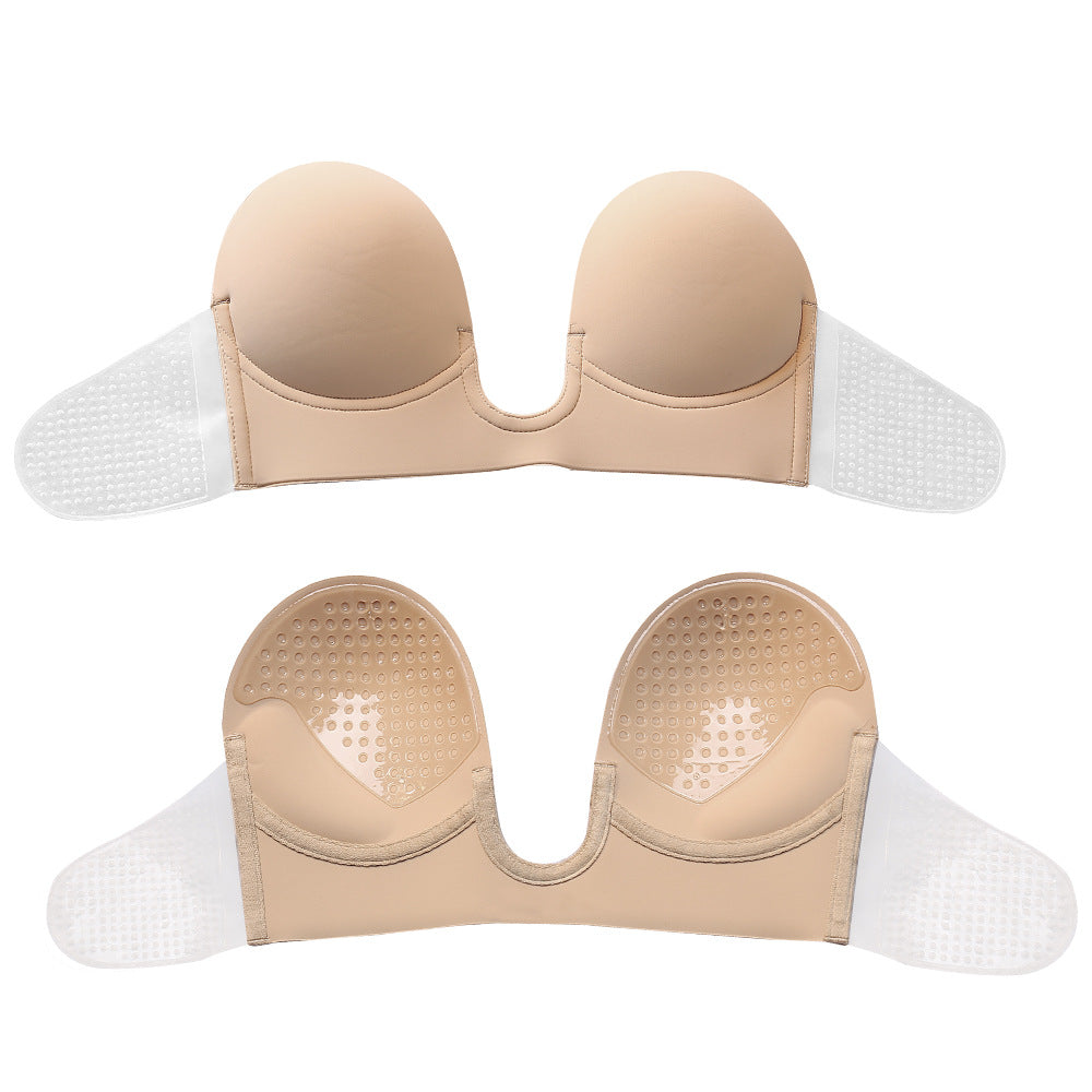 One-piece deep U sexy breast stickers seamless breast stickers side wings strapless underwear female gather type invisible bra