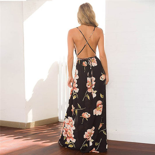 Fashion summer women sexy baless dress print ladies skirts