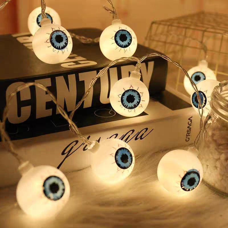 Cross-border hot-selling LED string lights ghost eye string lights ghost festival Halloween DIY decorative lights USB lanterns pool lights