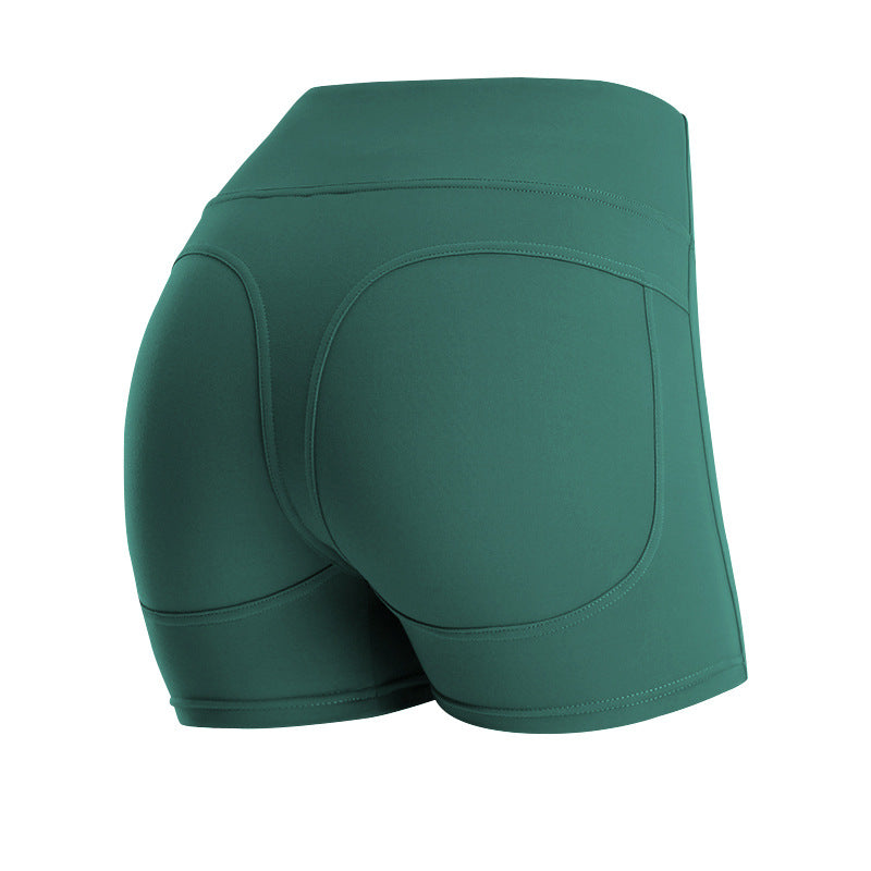 Hlulu same paragraph five-point sports side pockets hip hip tight elastic quick-drying running high waist yoga shorts