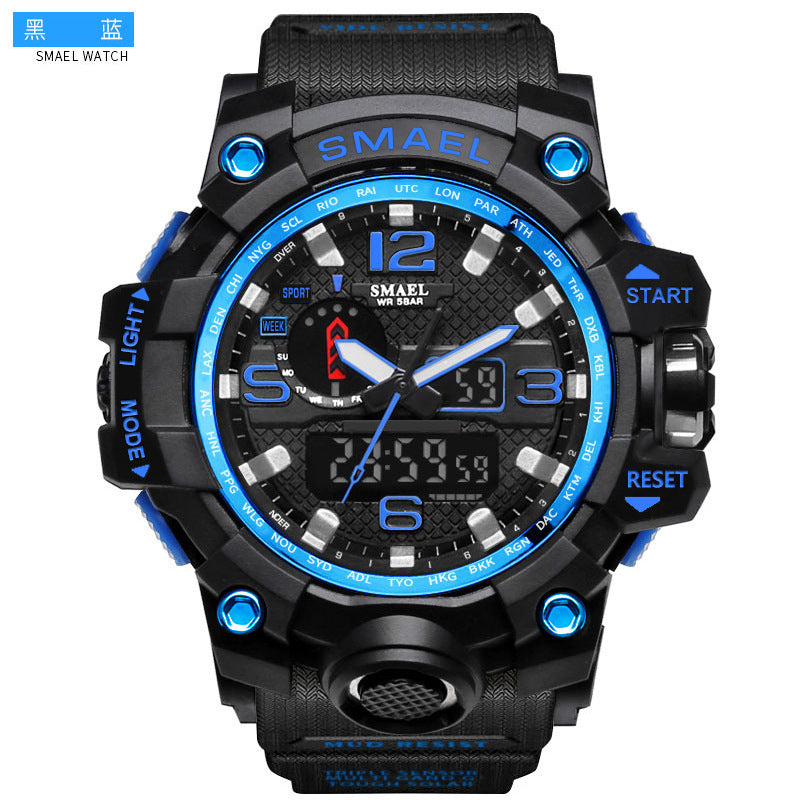 INS hot sale sports watch dual display multi-function LED men's Smael electronic waterproof watch