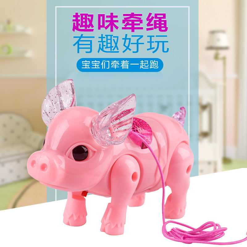 Hot selling hot-selling luminous leash walking pig toy