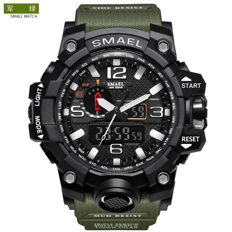 INS hot sale sports watch dual display multi-function LED men's Smael electronic waterproof watch