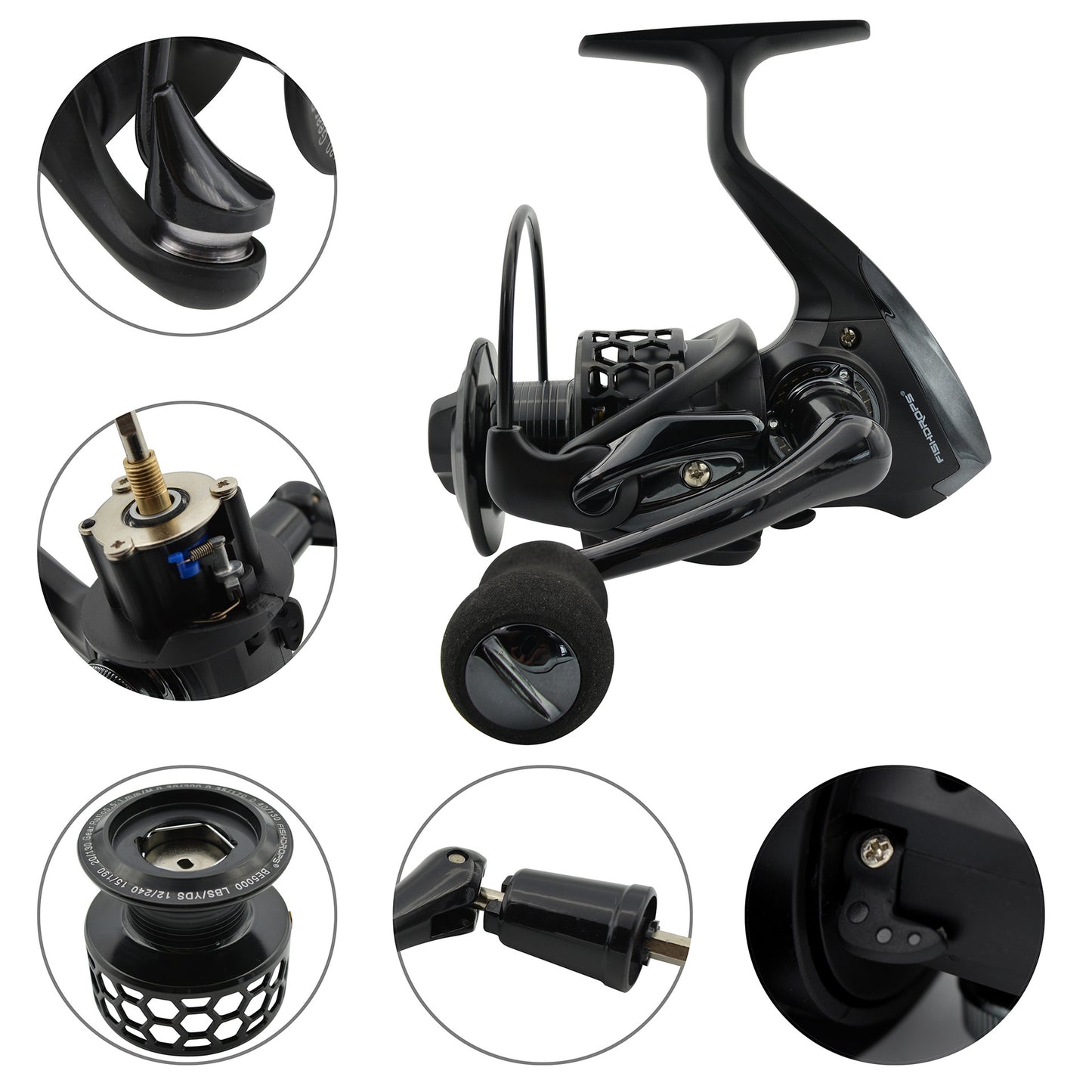 Honeycomb Hollow Cup Black Fishing Reel Fishing Reel Spinning Wheel Metal Fishing Reel