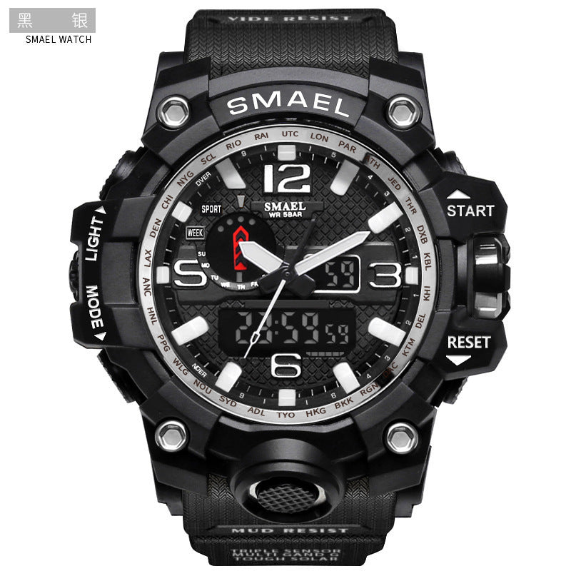 INS hot sale sports watch dual display multi-function LED men's Smael electronic waterproof watch