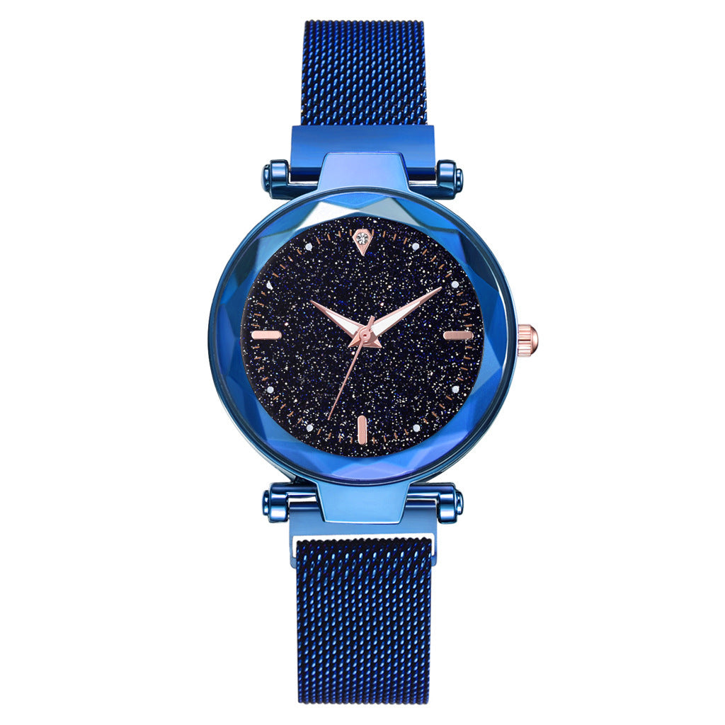 Magnetite cross-border hot style ladies watch starry sky face female watch simple one diamond magnetic set quartz watch