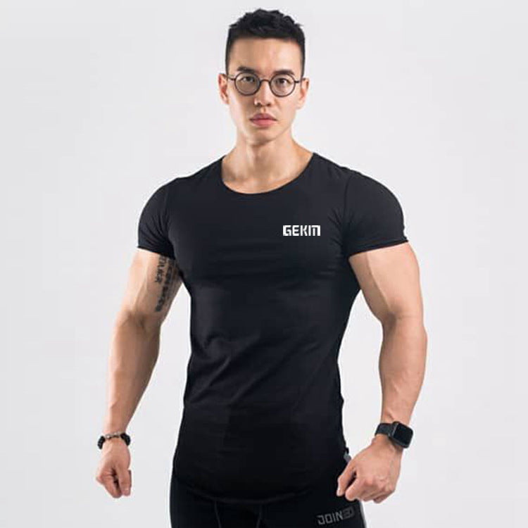 European and American t-shirt curved hem fitness trend running quick-drying breathable top