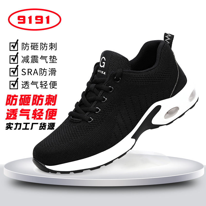 New cross-border labor insurance shoes, men's anti-smashing, anti-piercing, four seasons flying woven lightweight, comfortable and wear-resistant protective shoes