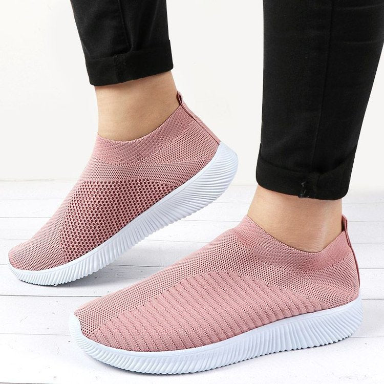 Women's shoes flying woven breathable casual sports single shoes