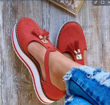 Spring models tassel thick bottom waterproof platform women's shoes