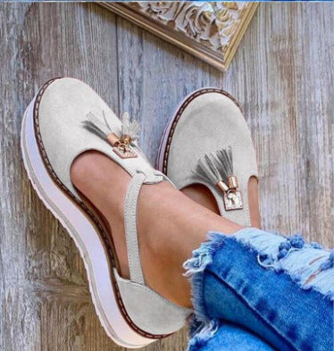 Spring models tassel thick bottom waterproof platform women's shoes