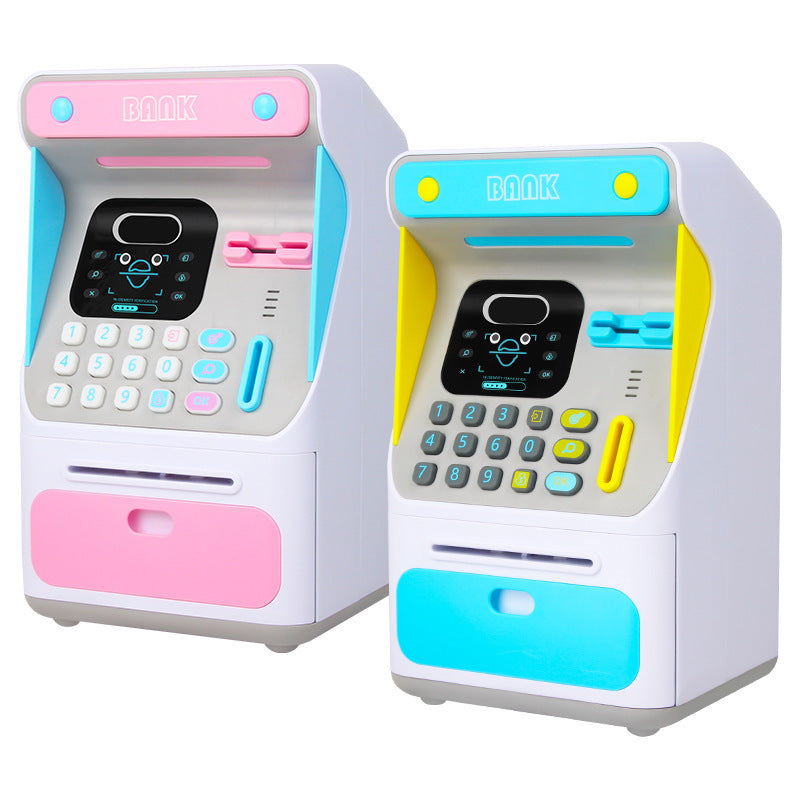 Simulation Face Recognition ATM Cash Deposit Box Simulation Password Automatic Rolling Money Safe Deposit Box Educational Toys