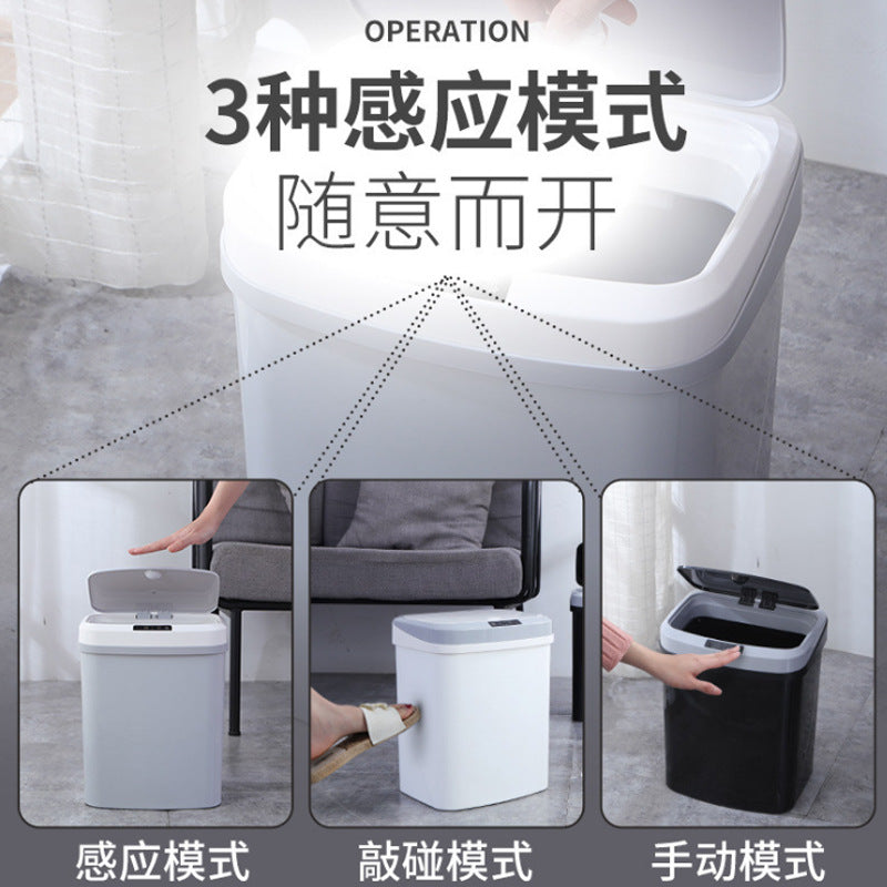 Smart sensor trash can, automatic household with lid, kitchen, living room, bathroom, creative classification, smart trash can