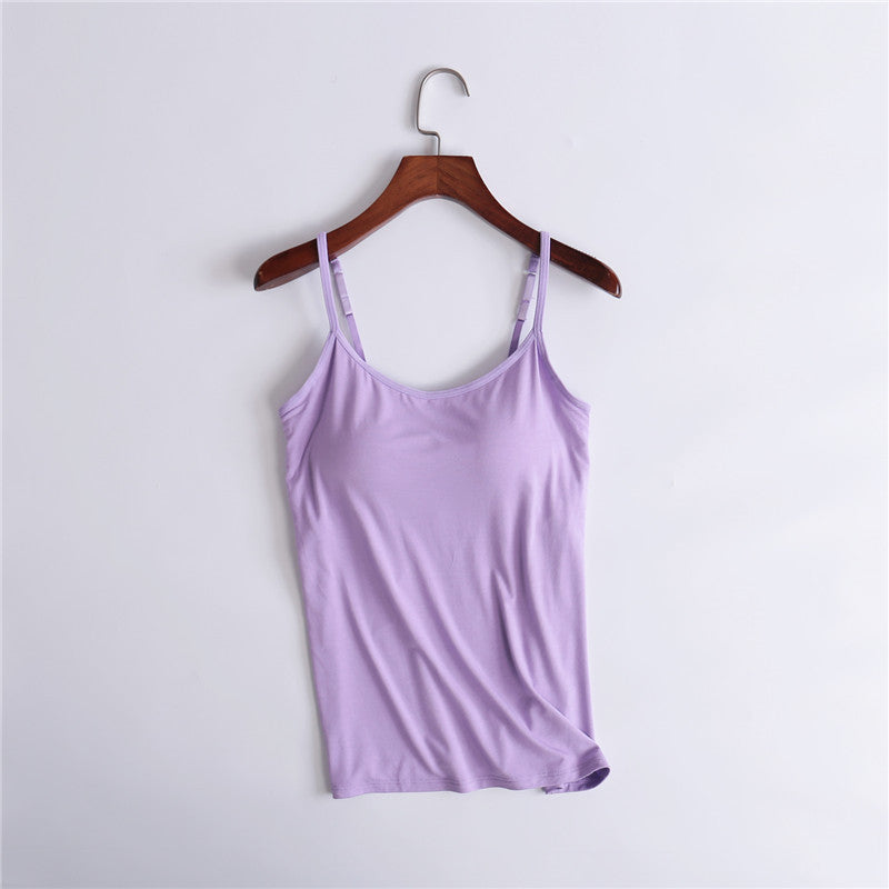 Modal women's camisole with chest pads, no steel ring, cups, one body, bottoming underwear, yoga sports T-shirt