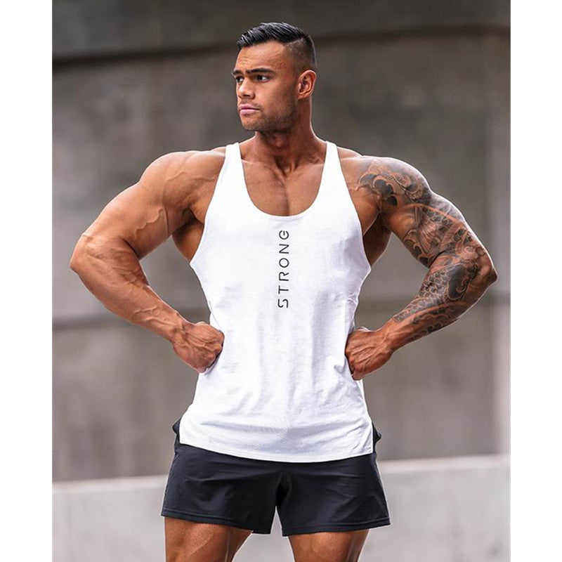 European and American summer new fitness sports vest men's training quick-drying cotton sleeveless stitching round neck T-shirt