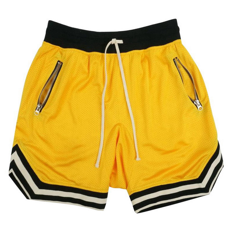 Summer thin mesh sports shorts male muscle brothers running basketball training breathable fitness five-point pants