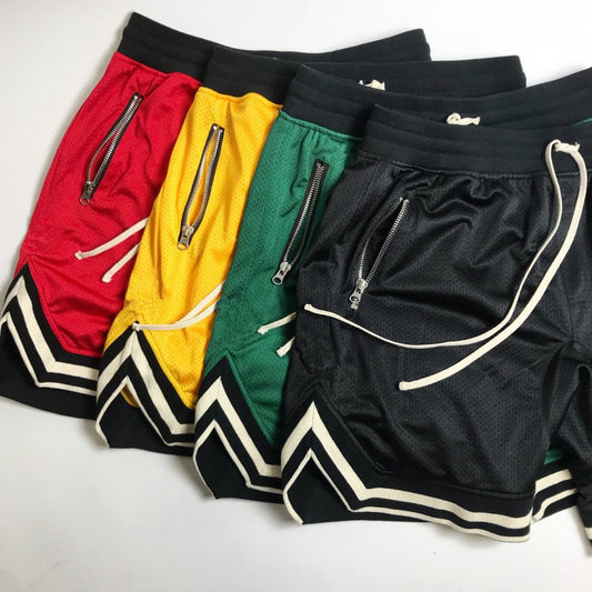 Summer thin mesh sports shorts male muscle brothers running basketball training breathable fitness five-point pants