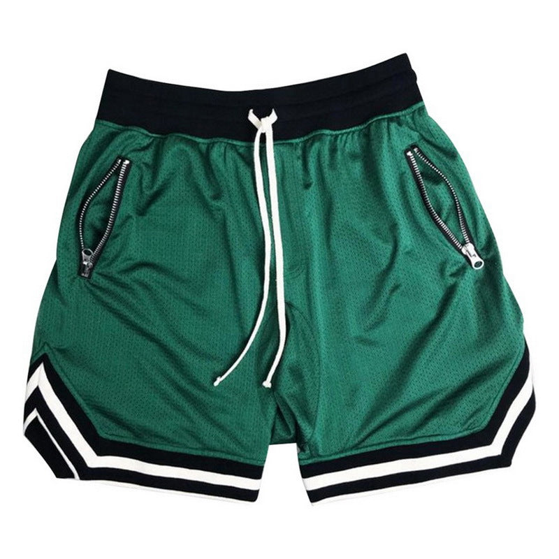 Summer thin mesh sports shorts male muscle brothers running basketball training breathable fitness five-point pants